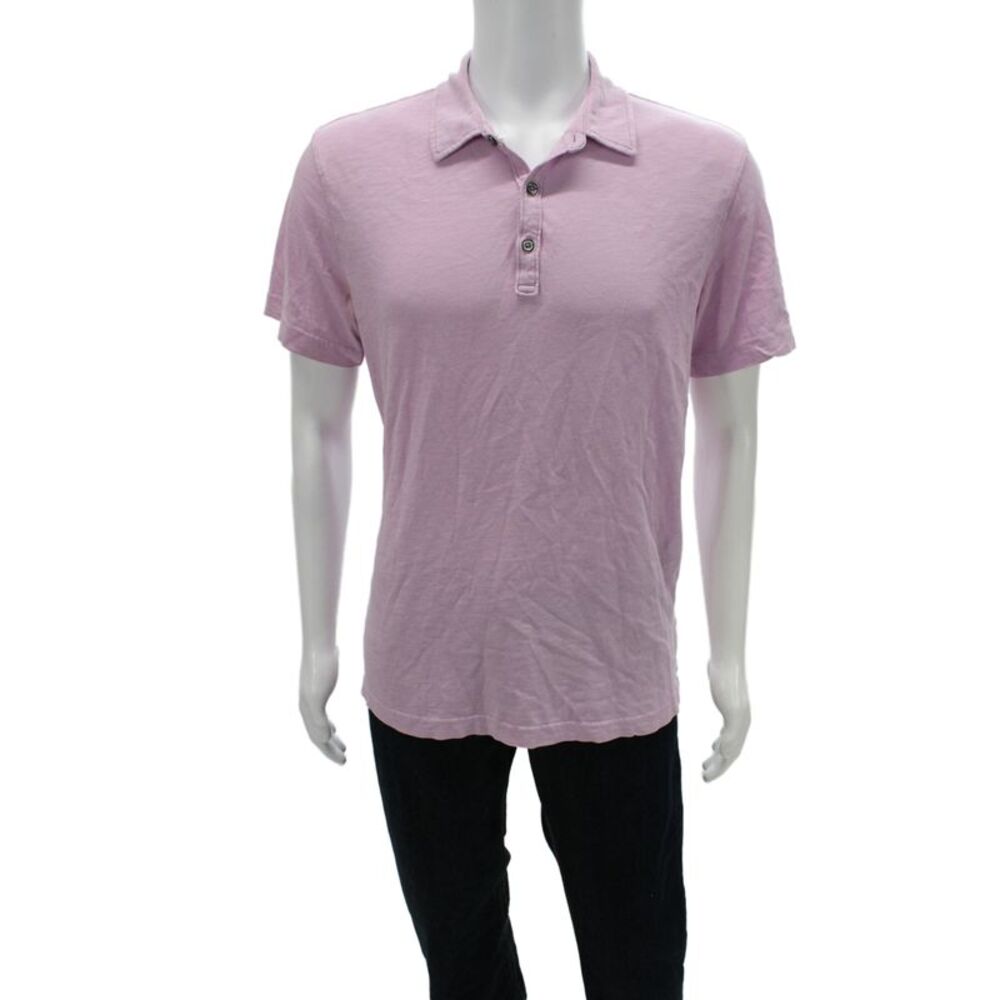 Robert Barakett Mens Point Collar Polo Pink Cotton Short Sleeve Size M